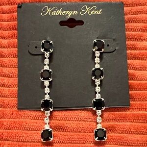 3/$18 Katheryn Kent Black and Silver Dangle Earrings Lot 1099